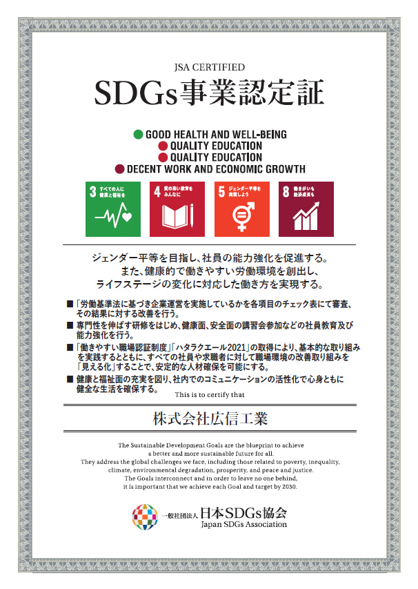 SDGs事業認定書